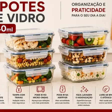 POTES DE VIDRO PRA SUA MARMITA, são mais fáceis de lavar