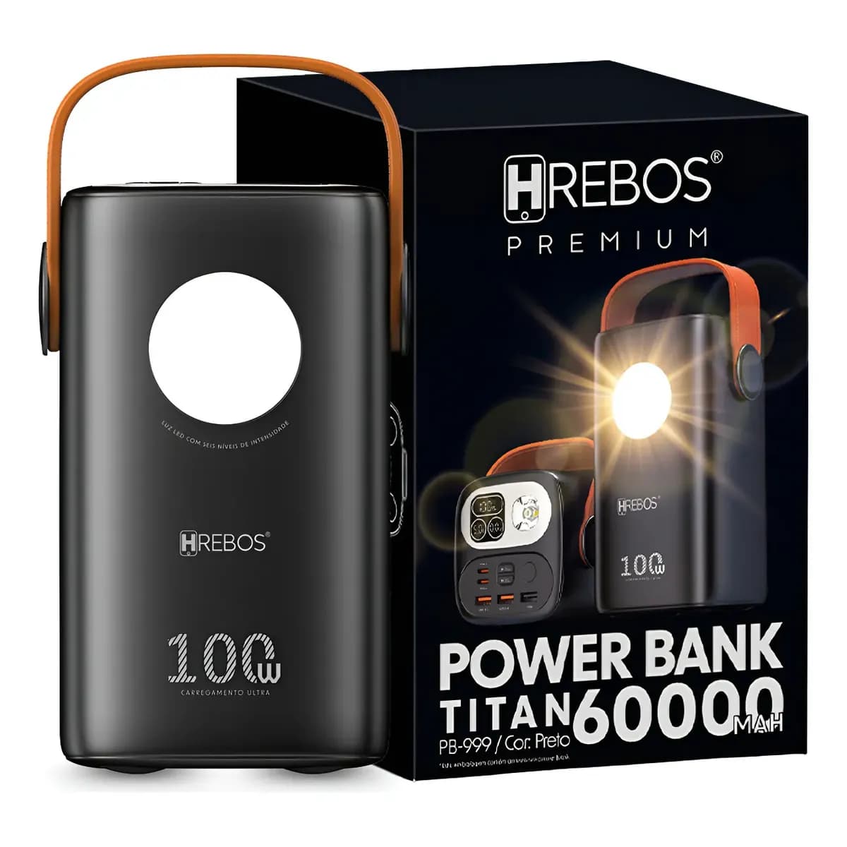 Power Bank 100w 60.000mah Usb C Para Starlink Mini Notebook Preto