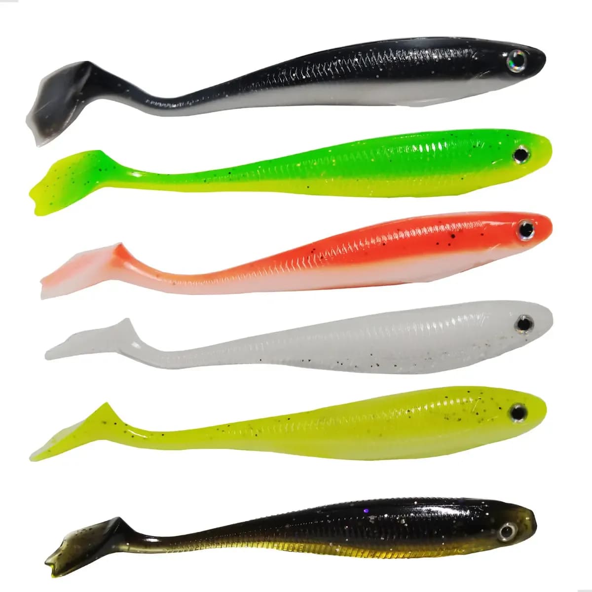 Kit 18 Isca Soft Shad Grub De Silicone P/ Traira Tucunaré Verde-escuro Tralha de Ouro