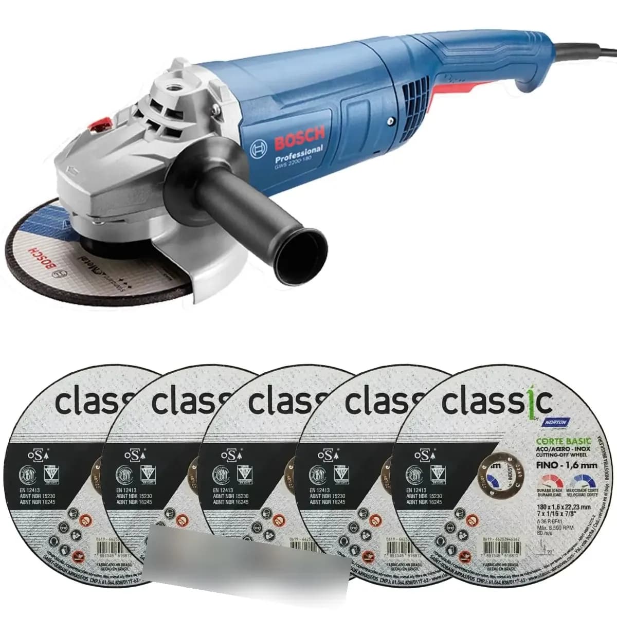 Esmerilhadeira Lixadeira 7'' 2200w Gws 2200-180 Bosch Discos