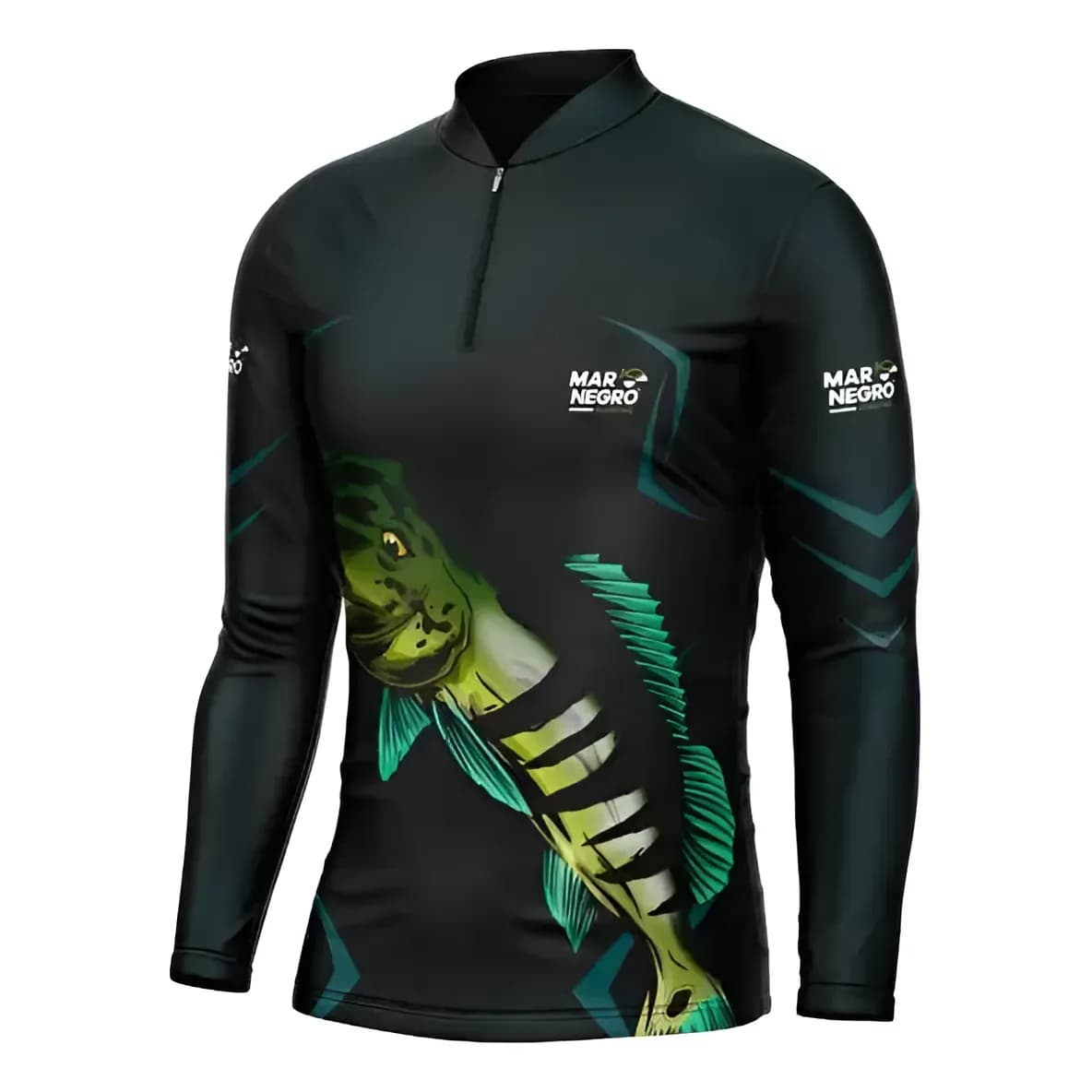 Camiseta De Pesca Tucunaré Azul Mar Negro Fishing Uv