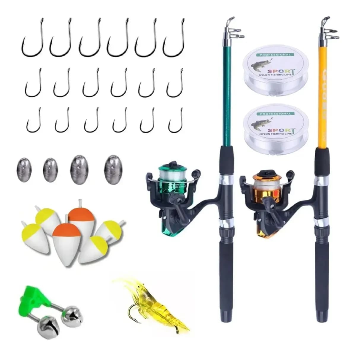 Kit 2 Varas De Pesca Com Molinete Ultra Light Completo Linha