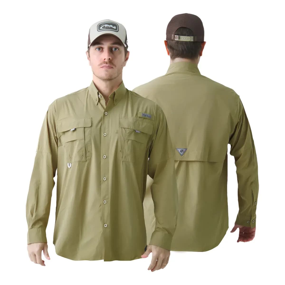 Camiseta De Pesca Classic Plus - Caqui - Mar Negro
