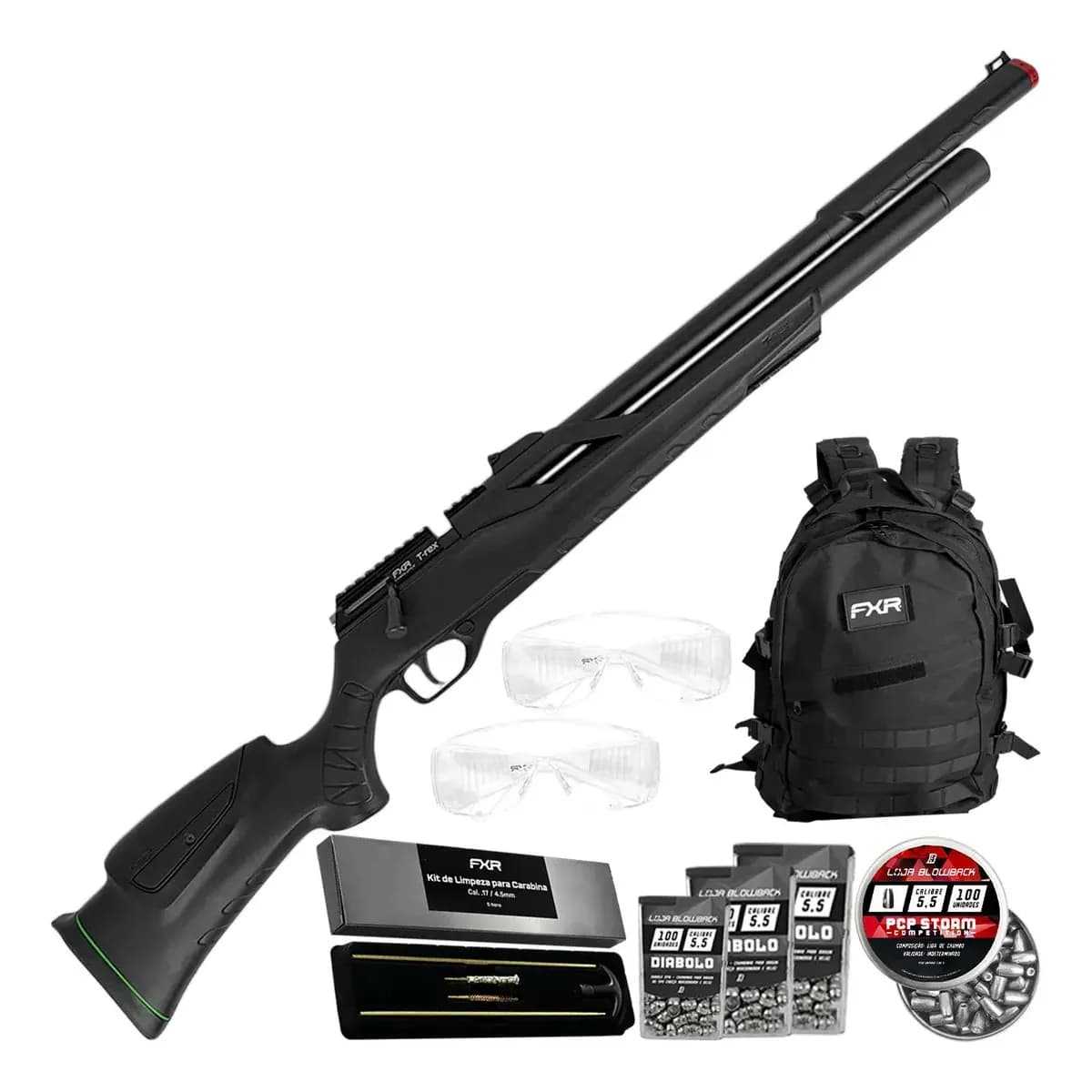 Carabina de Pressão PCP FXR T-Rex 5,5mm Montecarlo Artemis Bolt Action Valvula Reguladora Alta Potência Airgun Tiro Esportivo Competição Ferrolho Lateral Chumbinho Pellet Fixxar Kit Loja Blowback
