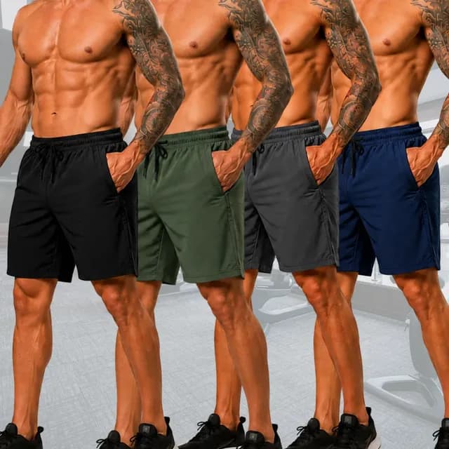 Kit 4 Bermudas Tactel Academia Praia Shorts Elastano Bolsos