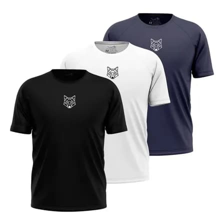 Kit 3 Camisetas Masculina Dry Alpha Lobo Geométrico