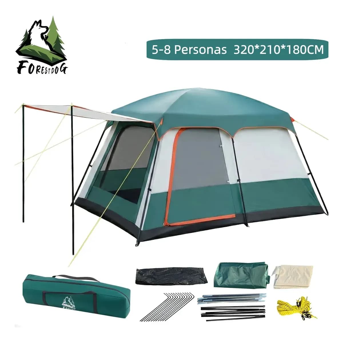 Barraca Camping Acampamento 5-8 Pessoas Impermeavel Acampamento Barraca 320210180cm Tecido Oxford Verde