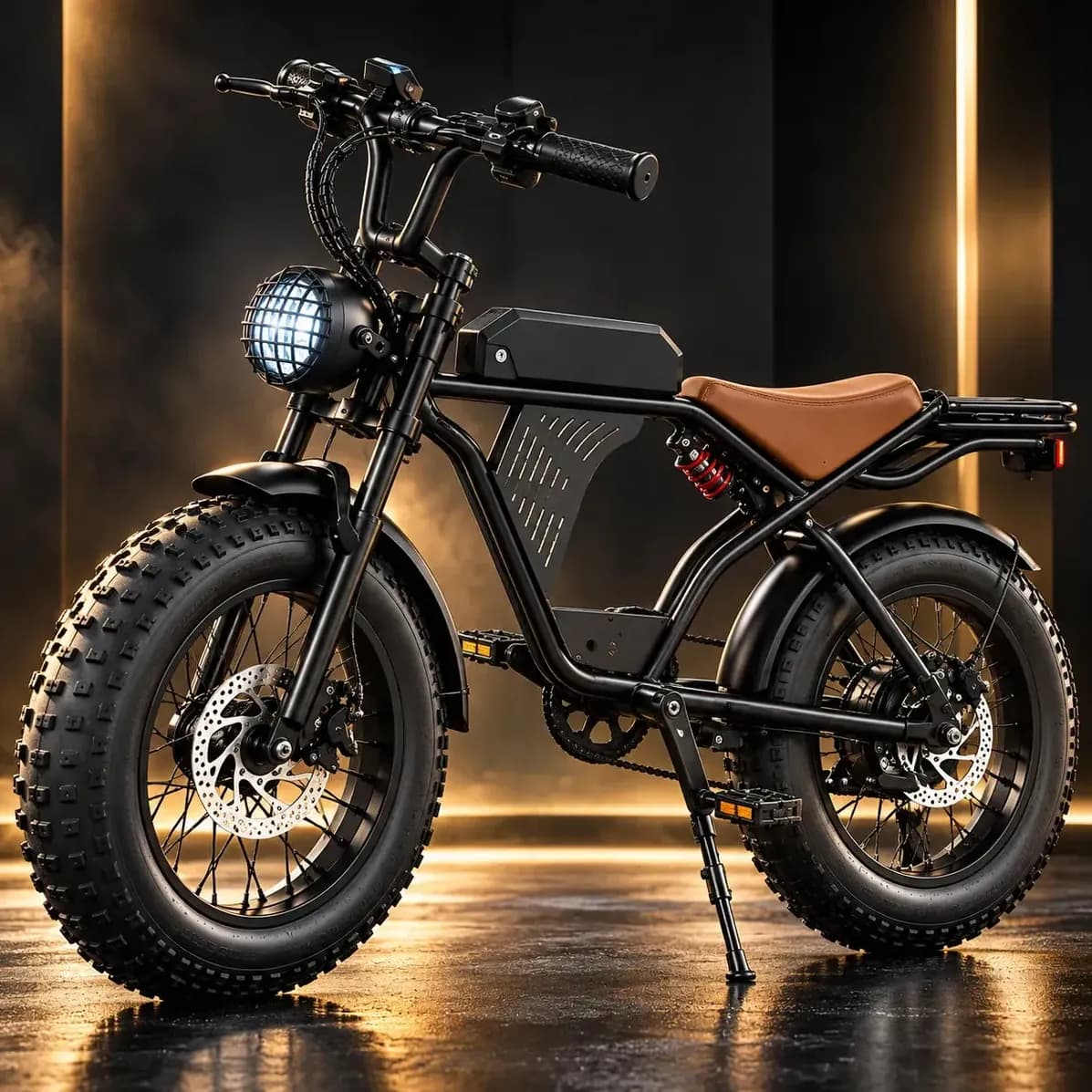 Bicicleta Elétrica Fat Bike Aro 20 Motor 750W 48V Bateria Lítio 12Ah Banco Marrom Estendido Autonomia 45km Velocidade 32km/h Pneu Largo 4.0 Freio Hidráulico Urbana Mobilidade Elétrica