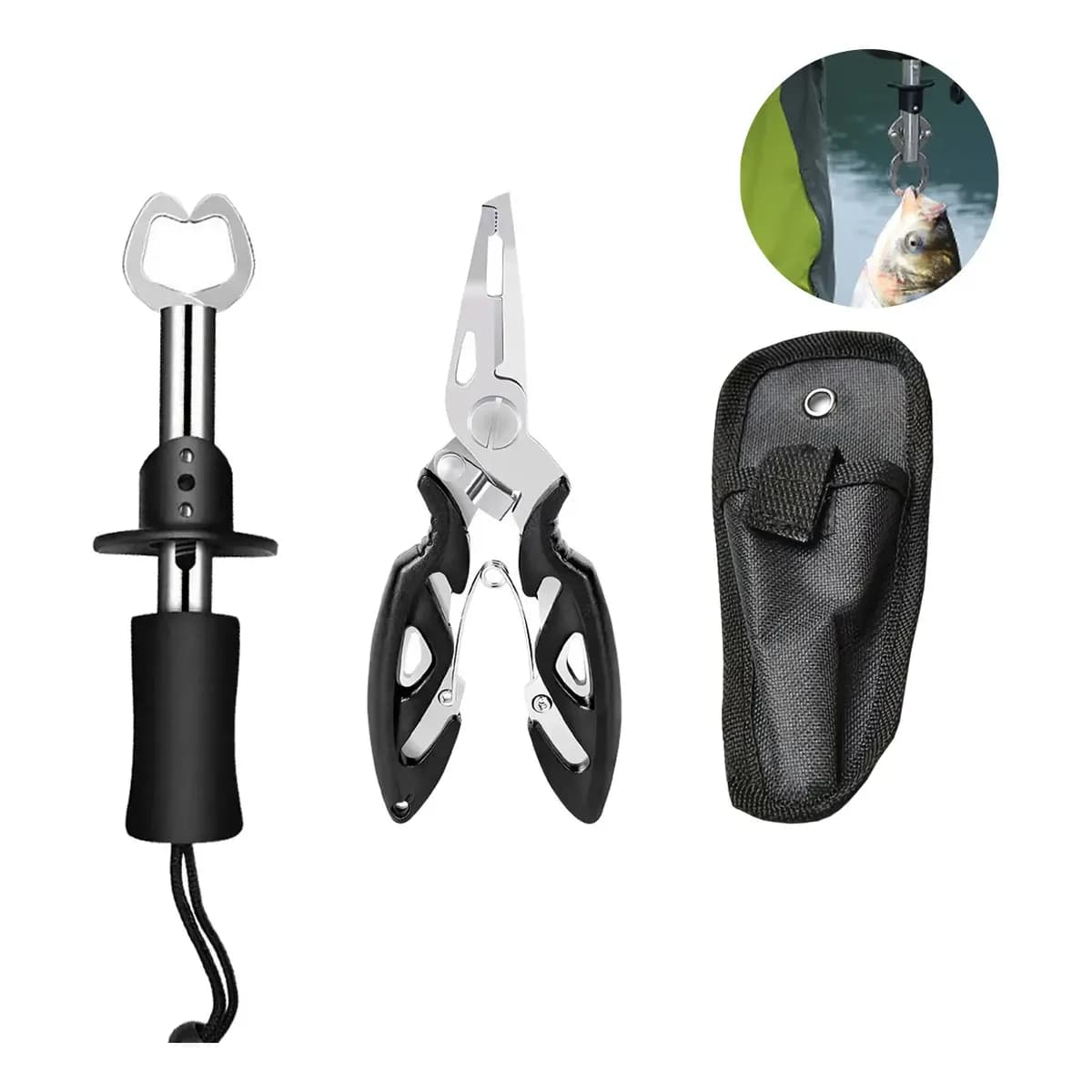 Kit De Pesca Alicate Contenção Com Alicate Bico Multifunção