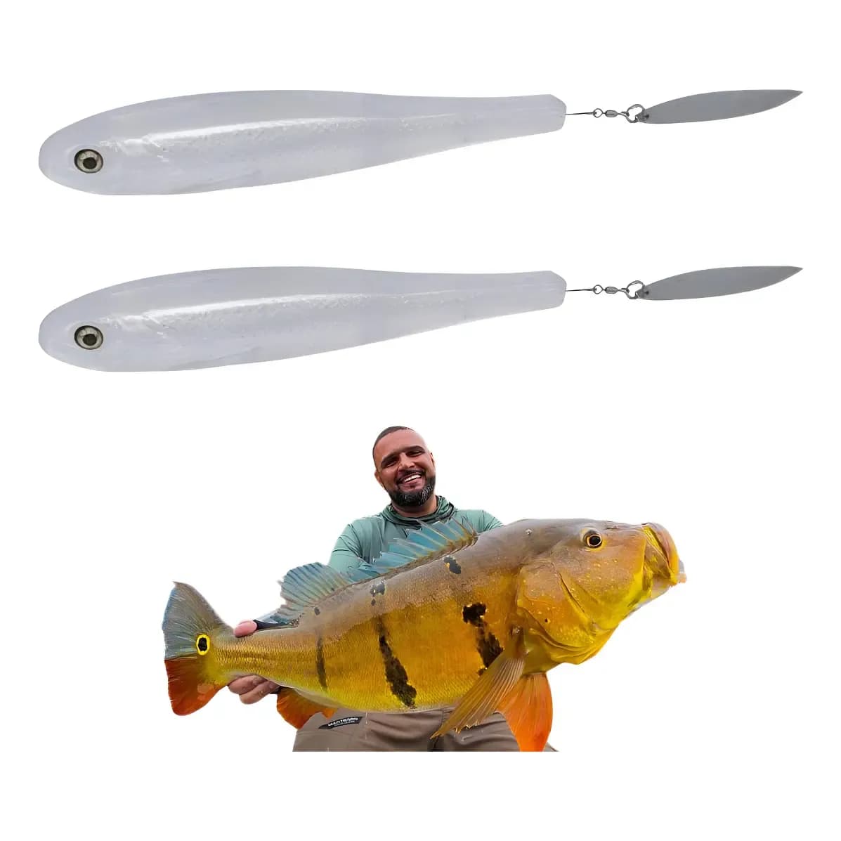 Isca Soft Spin Shad Articulada 13cm 27g Monster3X Tucunaré 2 Unidades