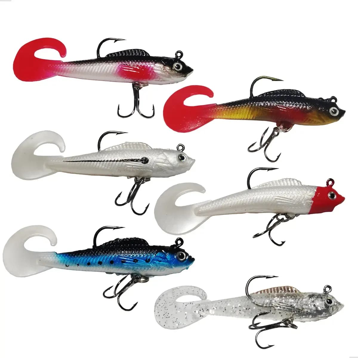 06 unidades Isca Artificial Soft Silicone 8cm 9g Pescaria Traira Tucunaré  Dourado Black Bass