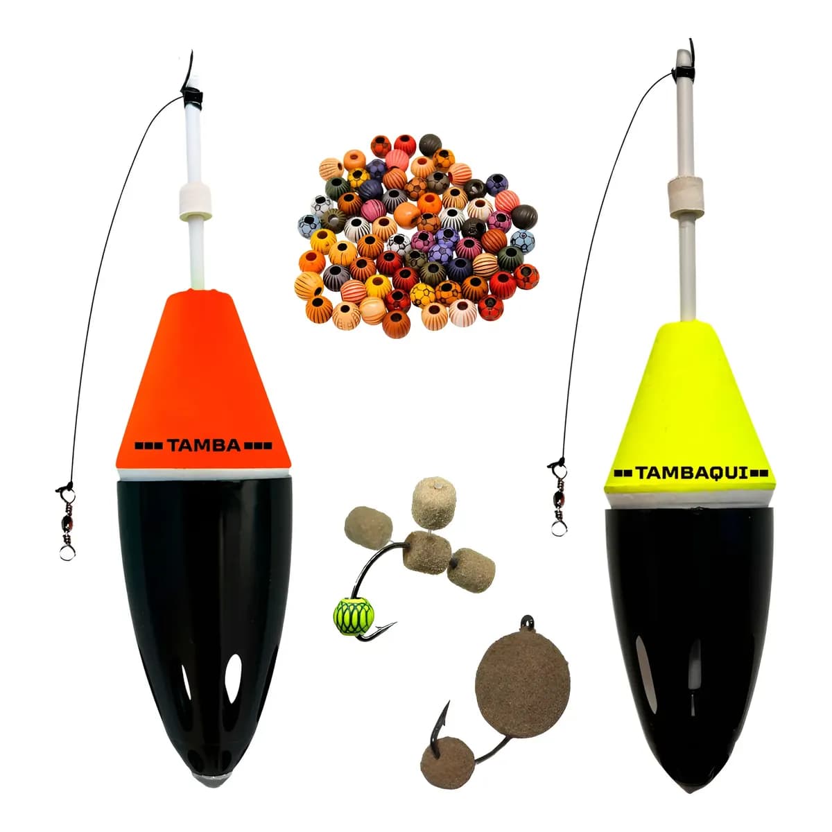 Kit Pesca Tambas 2 Boias Cevadeira + 20 Miçangas 2 Anteninha