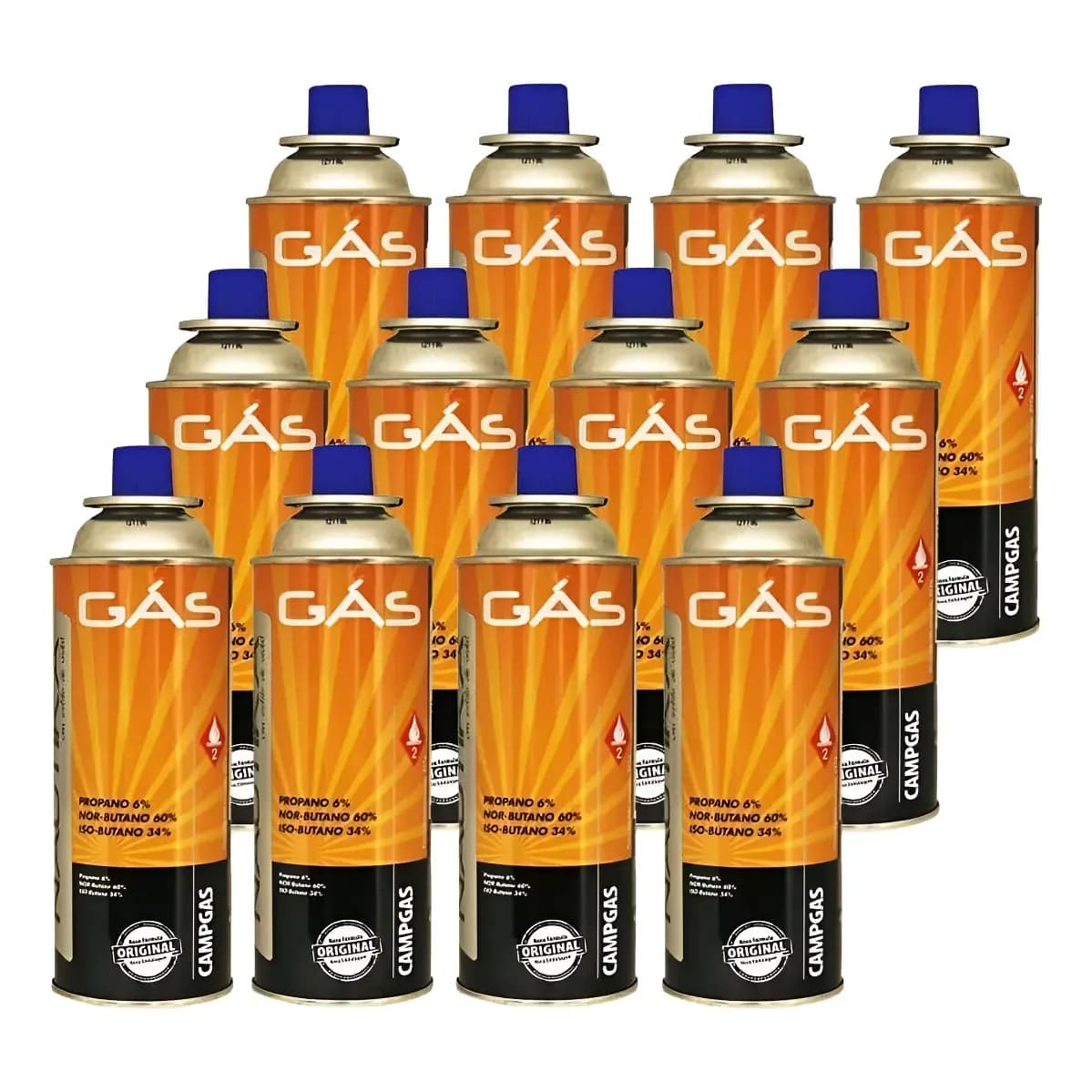 12 Latas Refil Gás Campgás Ntk 227g P/ Fogareiro Maçarico