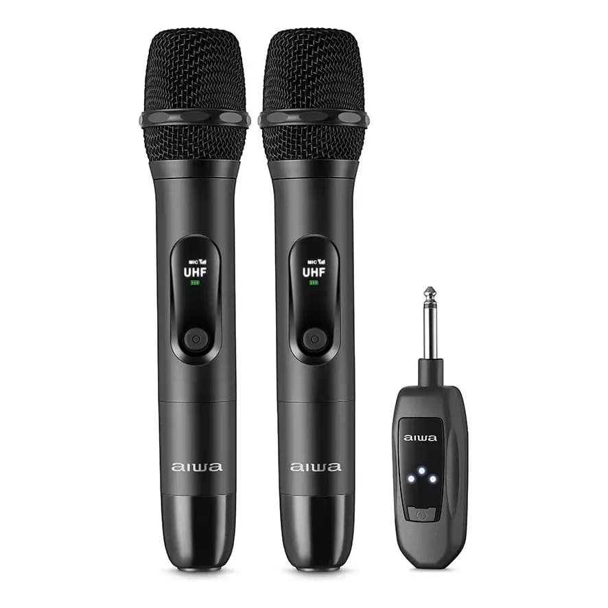Microfone Wireless Karaokê Aws-mic-01 Bivolt Aiwa Preto