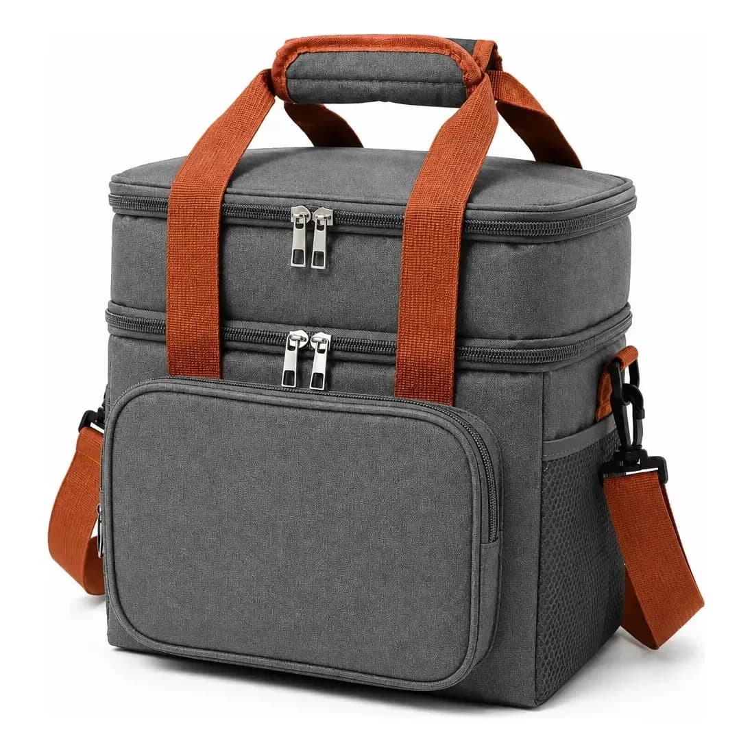 Bolsa Térmica Lancheira  Marmita 13,5L 2 Compartimentos Frasqueira Dupla Camada Alça de Ombro Fitness Trabalho