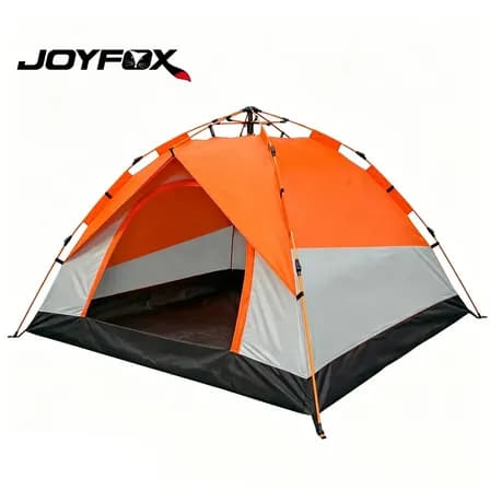 Barraca Camping Automática Joyfox 3-4 Pessoas Impermeável Laranja-cinza