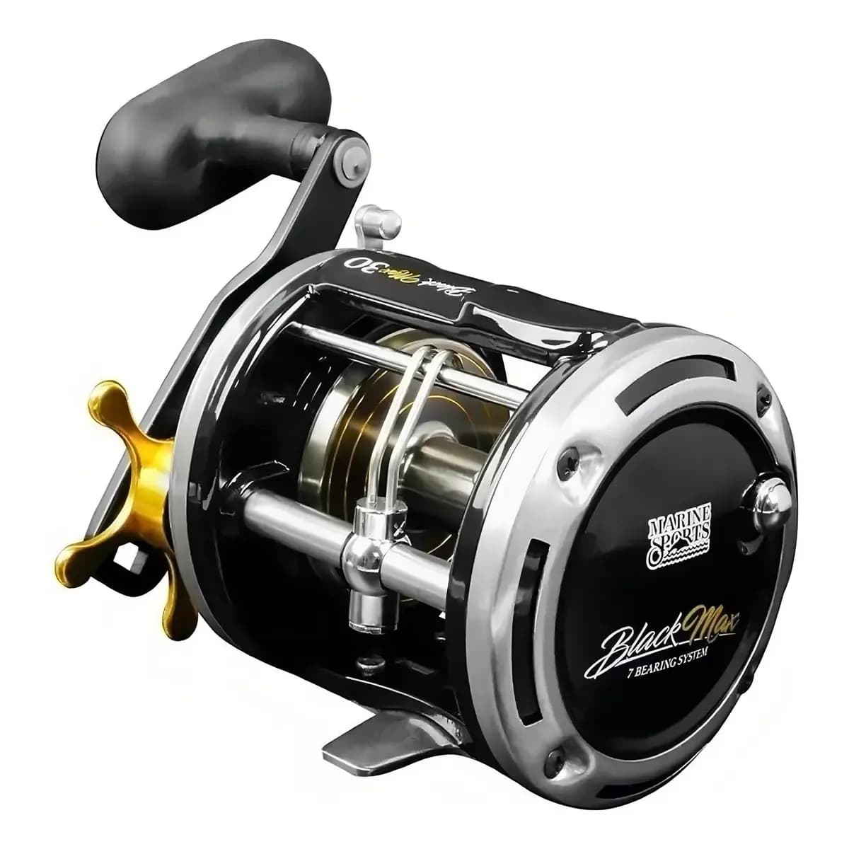 Carretilha Marine  Sports Black Max 50 Direita Preta 12kg 7 Rolamentos