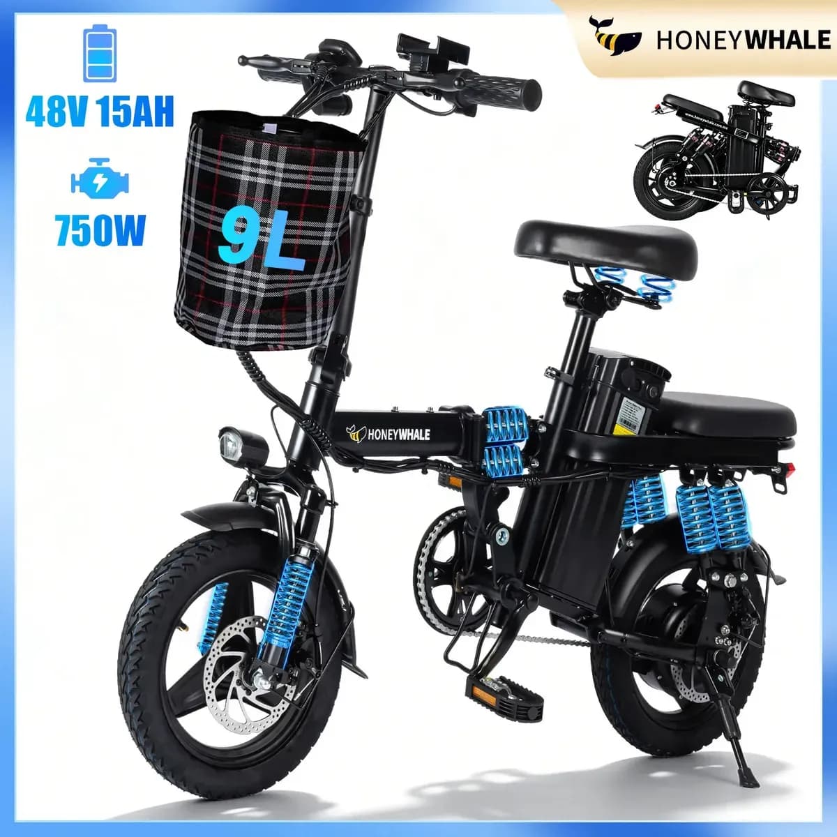Bicicleta Elétrica HONEYWHALE S6 Pro-S Dobrável de 750W e 15Ah com Aro 14