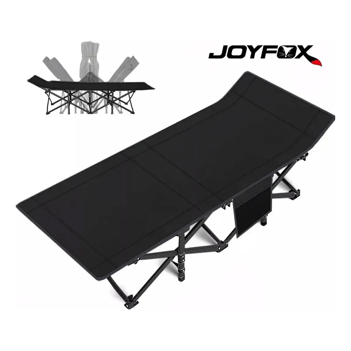 Cama Dobrável Joyfox 120kg Aço Carbono Oxford 600D Portátil Preto-escuro