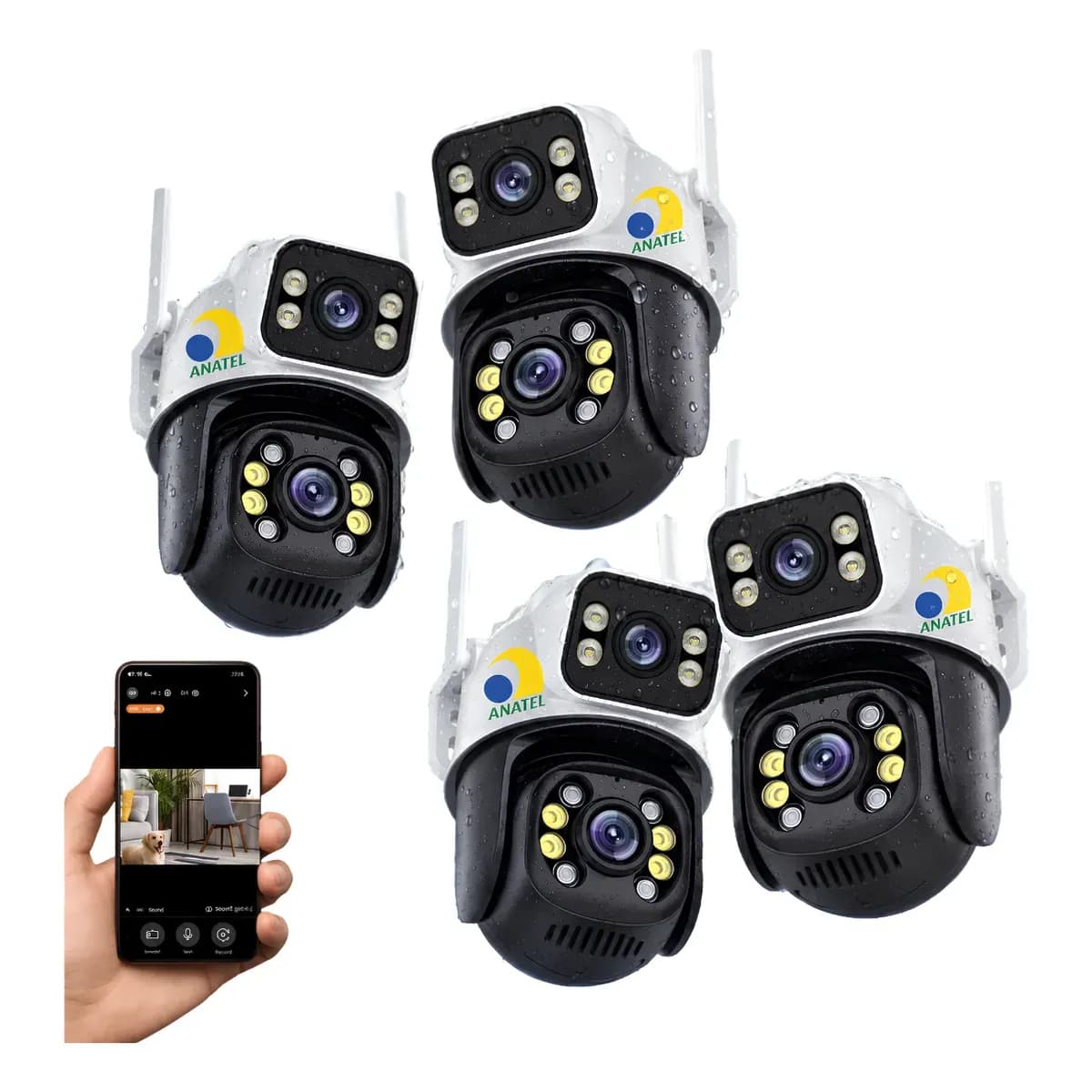 Kit 02 Câmera Segurança Externa Visão Noturna Zoom 6x 3+3mp Kit 4