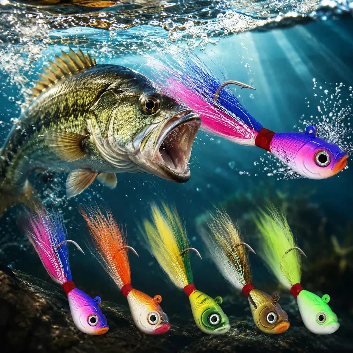 Isca Jig Xuxinha Com Penacho 15g Para Tucunaré Traíra Robalo Kit 4 Isca Jig
