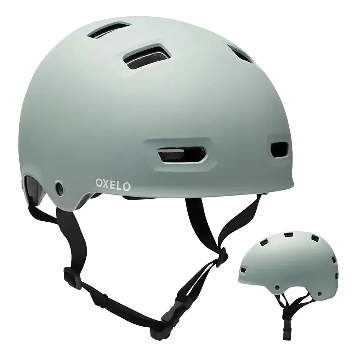 Capacete Oxelo Ciclismo Patins Skate Cáqui MF500 Tamanho M 55-59cm