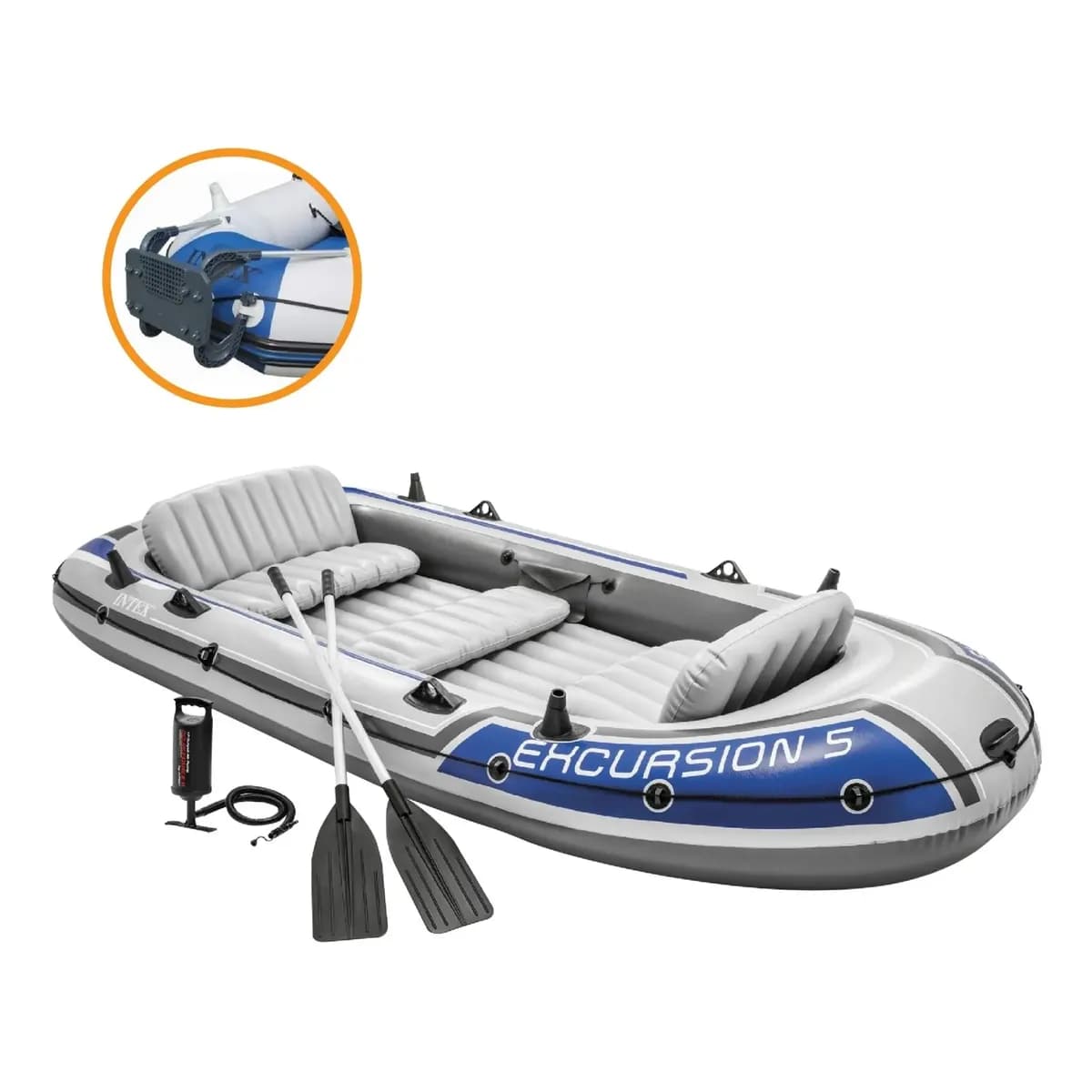 Bote Inflável Intex Excursion 5 C/ Suporte Motor Remos  Barco