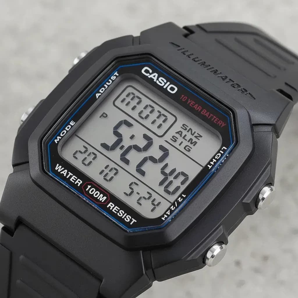 Relógio Casio W-800H-1AV Masculino Digital Preto Cor do fundo Branco