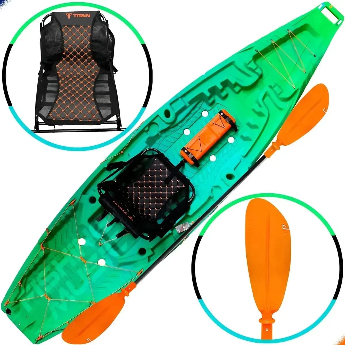 Caiaque  De Pesca Atlas Titan + Cadeira Confort E Remo