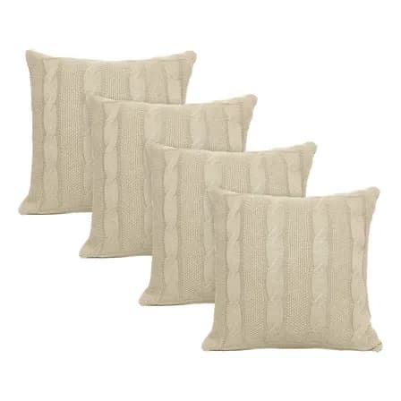 Kit 4 Capas De Almofadas Tricot Decorativa ​Sofá Cama Tranças