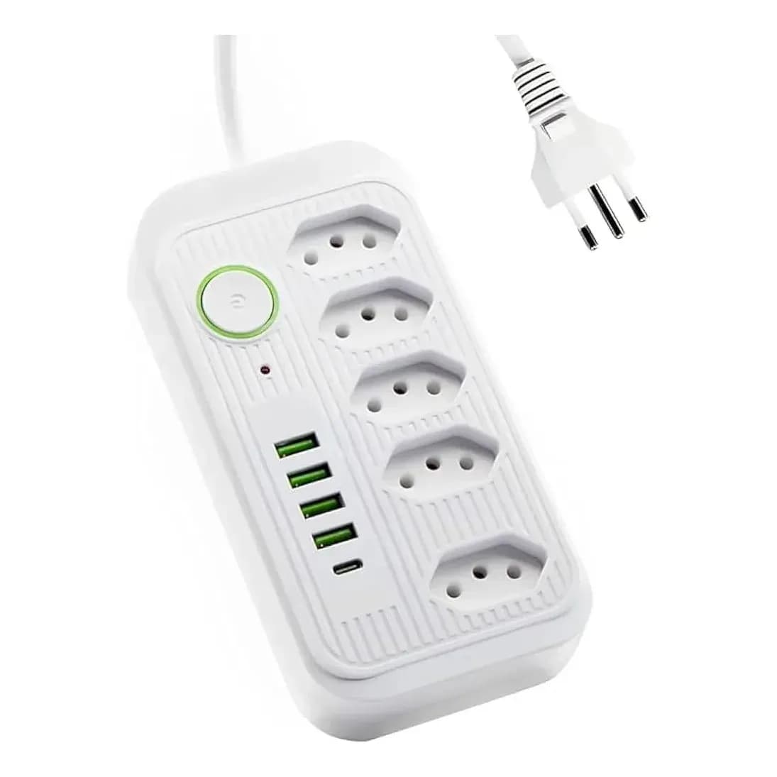 Extensão Eletrica 5 Tomadas E 4 Usb 1 Tipo C Bivolt 2m