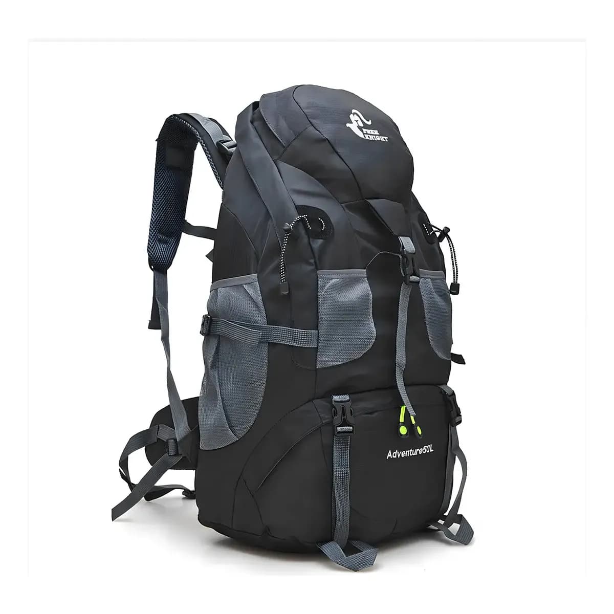 Mochila Cargueira Freeknight 50L Impermeável Preto Camping Trekking Viagem