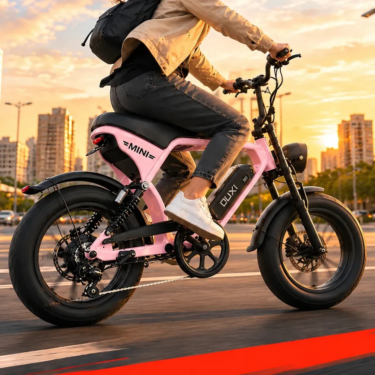 Bicicleta Elétrica Ouxi V8 Ultra Mini Pro 500w 36v 10.4ah Rosa 9,5