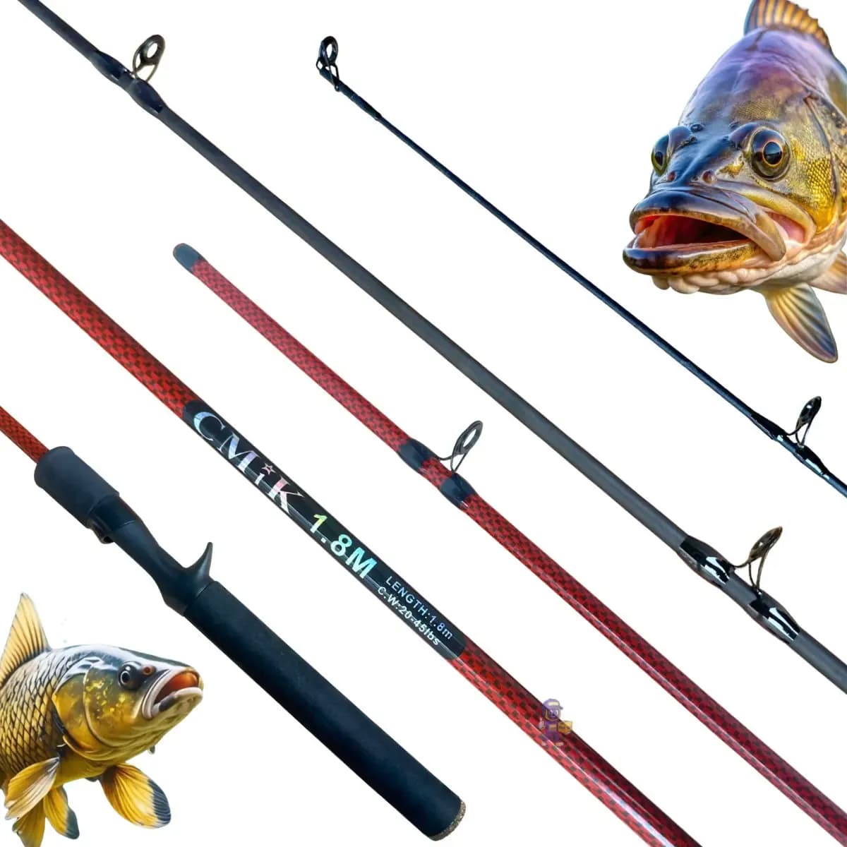 Vara Pesca Carretilha 100% Carbono 20-45lbs 1.80m Ação Média