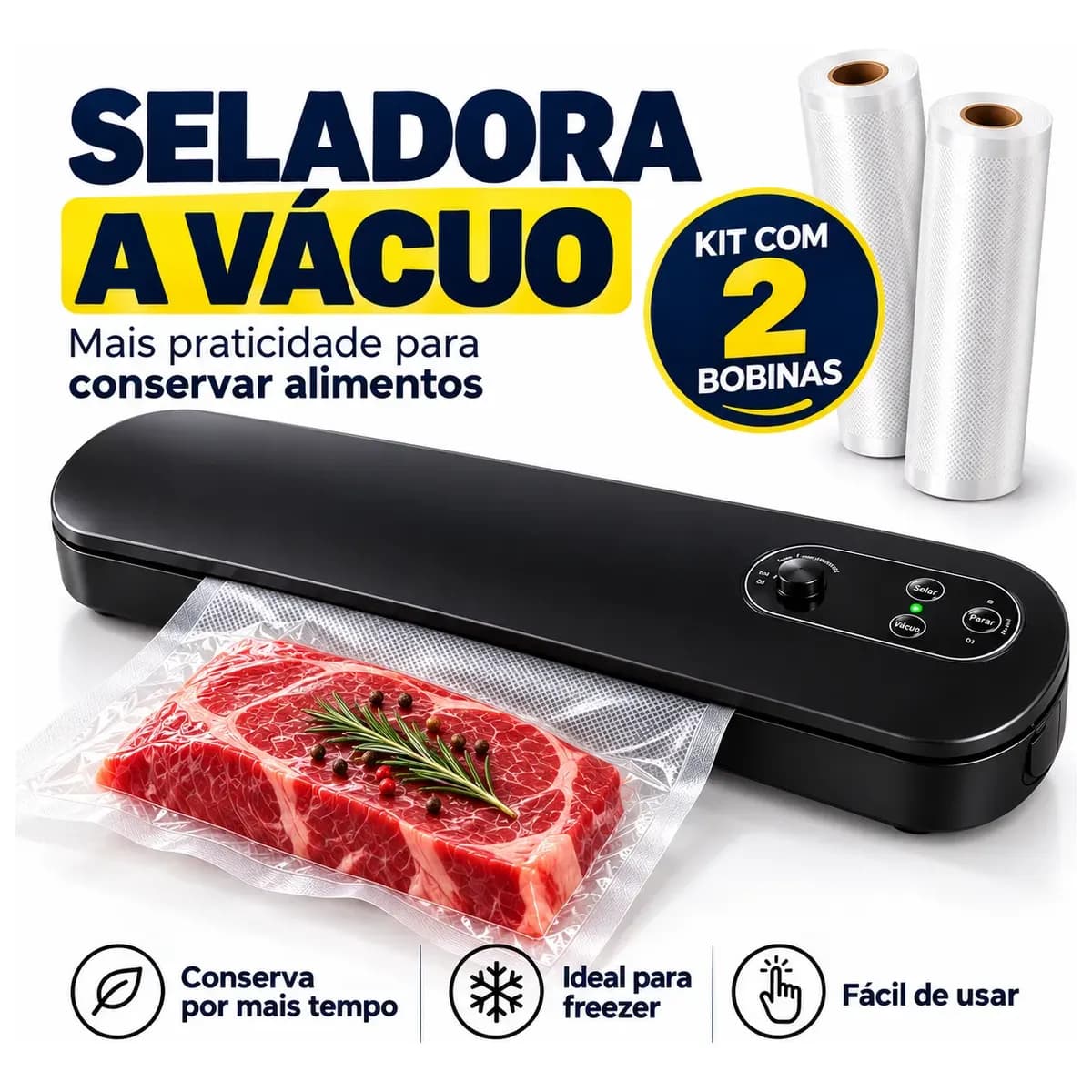 publi | Seladora A Vácuo Alimentos Portátil Bivolt Com 2 Rolos
