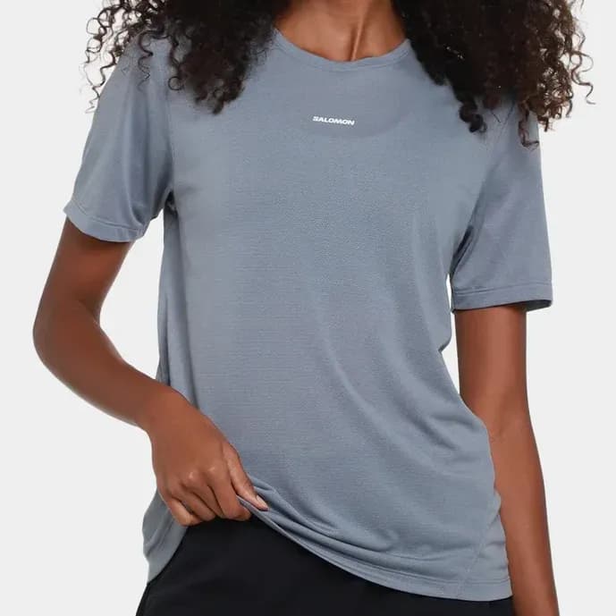 Camiseta Esportiva Salomon Feminina Shkout Core Ss Azul Liso P