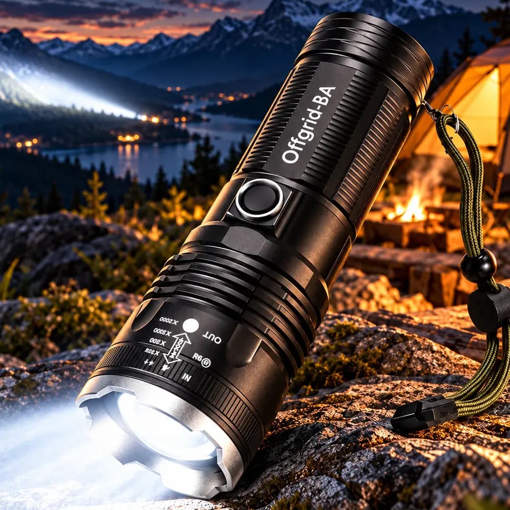 Lanterna Led Tática Mais Forte Do Mundo 2km Militar Potente Branco Preto