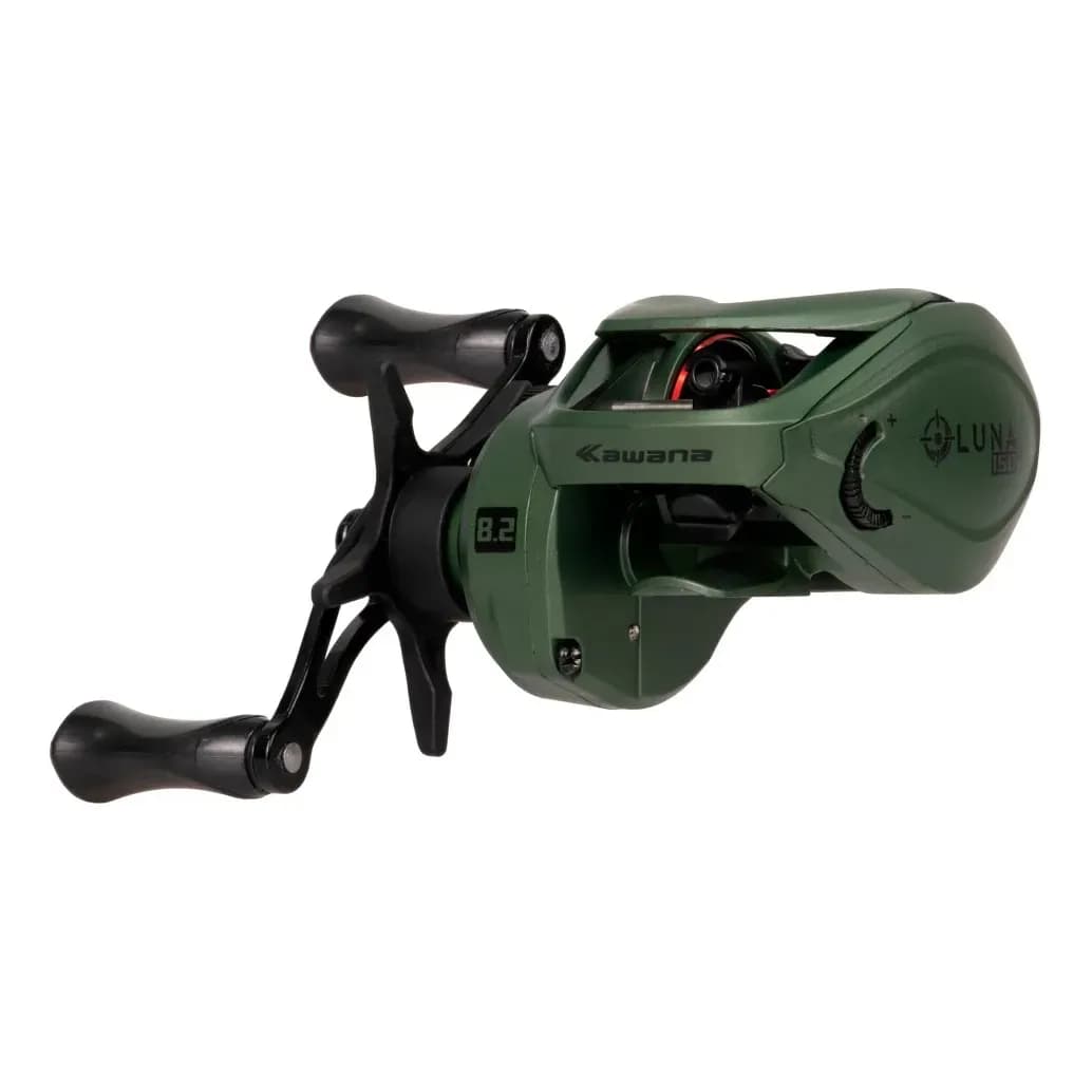 Carretilha Pesca Kawana Luna 186g Drag 8kg 8.2:1 Robusta Verde-escuro Esquerdo