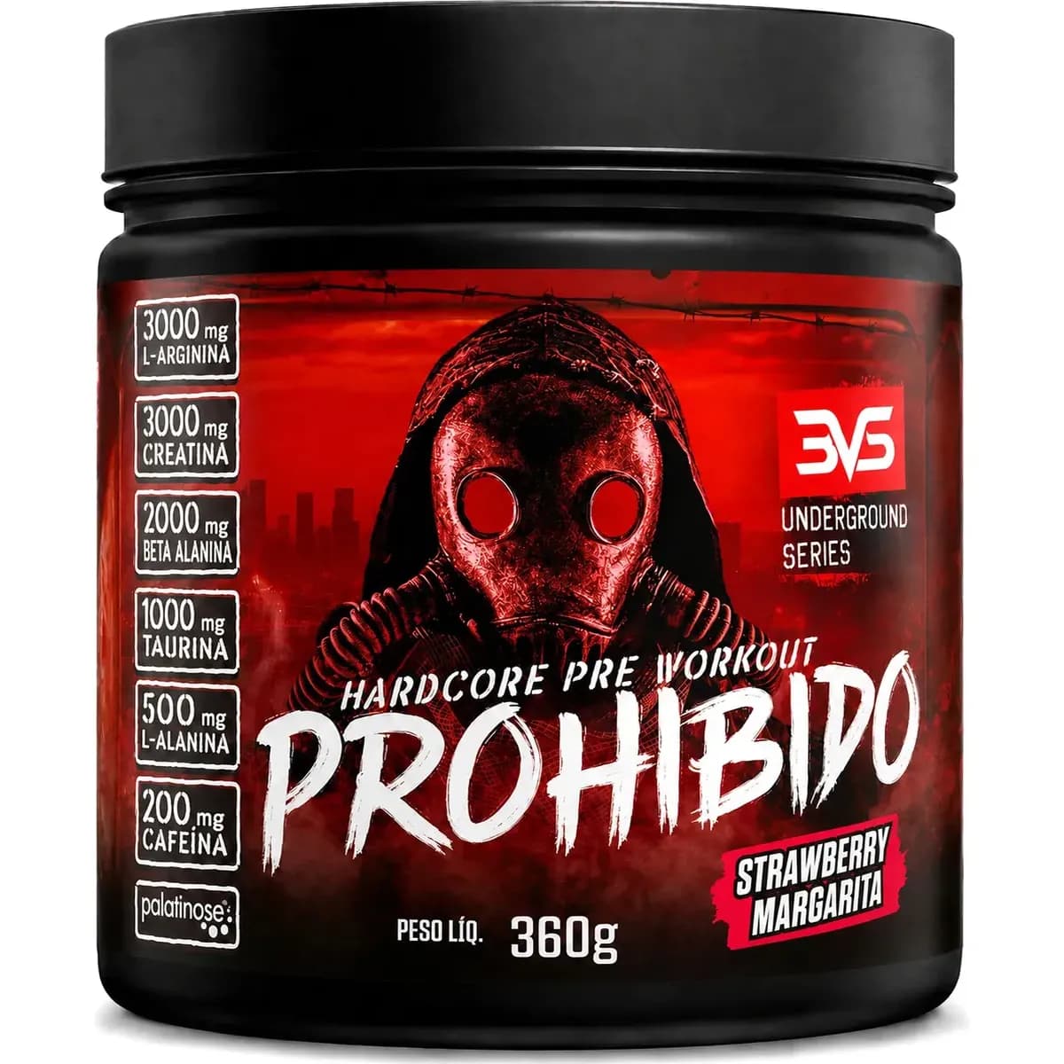 Prohibido Pré Treino 360g - Sabor: Strawberry Margarita (morango) - A Combinação Perfeita De 8 Ingredientes Que Proporcionam Energia Do Início Ao Fim Do Seu Treino