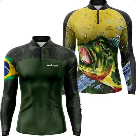Kit 2 Camisa Camiseta Pesca Pescador Uv50+ Tecido Térmico