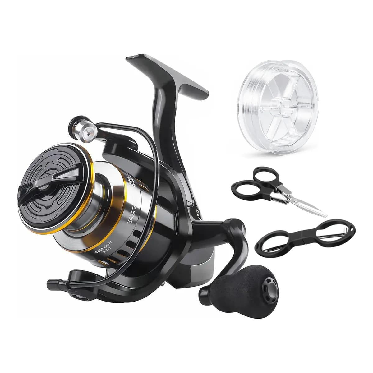 Carretilha Molinete De Pesca 4000/7000 5.2:1 Linha + Tesoura