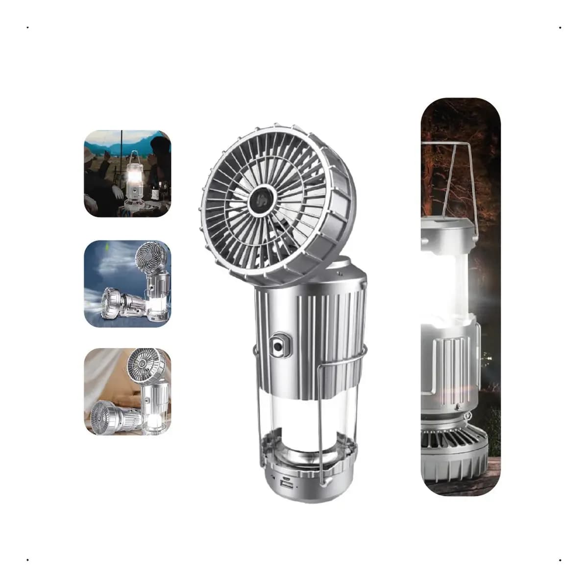 Lanterna Lampião Com Ventilador Led C/ Placa Solar Embutida