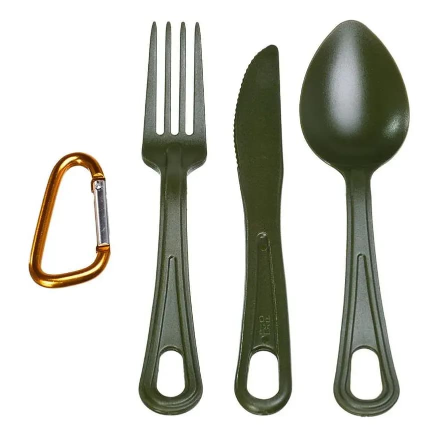 Kit Colher Garfo Faca Guepardo Polic Talheres Policarbonato Verde