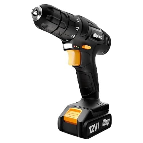 WAP Parafusadeira e Furadeira a Bateria Li-Ion 12V BPF 12K3 BLACK Carregador Bivolt com Maleta e Ki