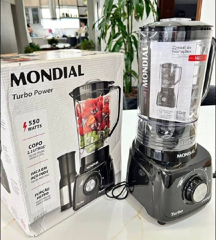 Liquidificador Mondial L‑99 Turbo 550W 3 Velocidades 110v pretr