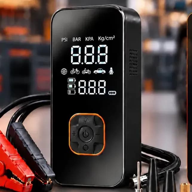 Auxiliar de Partida Carro com Portátil 12V Calibrador Digital Pneu Inflador Veicular Emergência Automotivo para Moto SUV Caminhonete Pickup Hardline