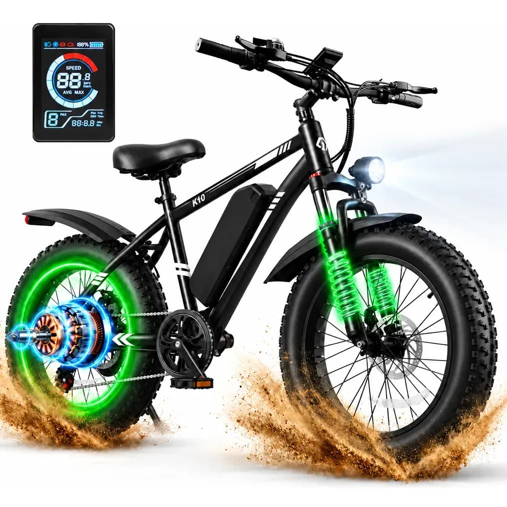 Bicicleta Elétrica Amyet K10 1000W 48V 45km/h 15Ah Fat Tire